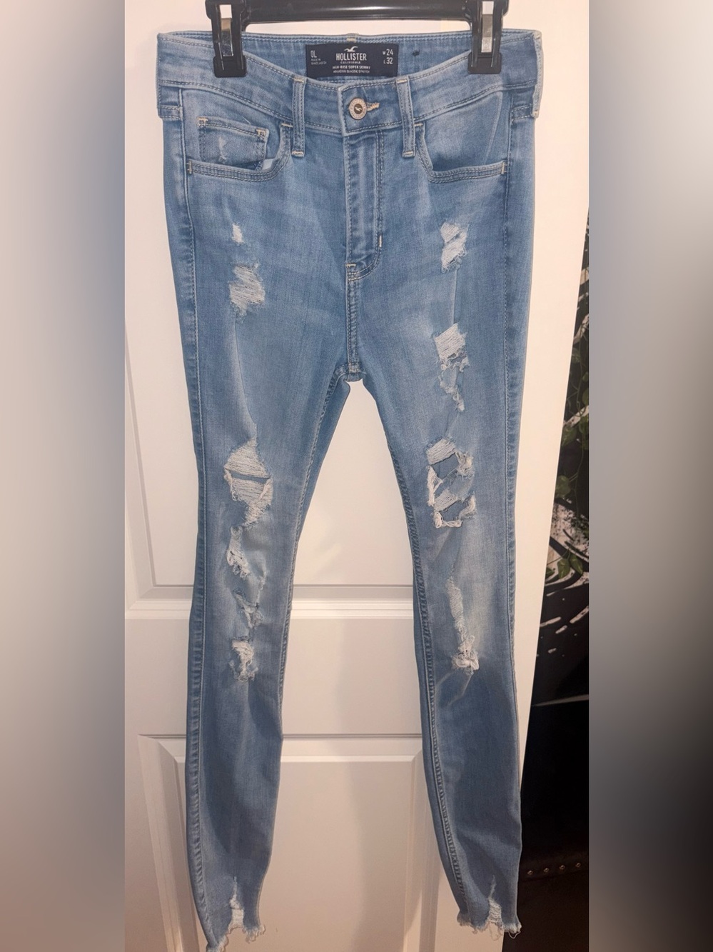 Hollister High-Rise Light Wash Ripped Skinny Jeans